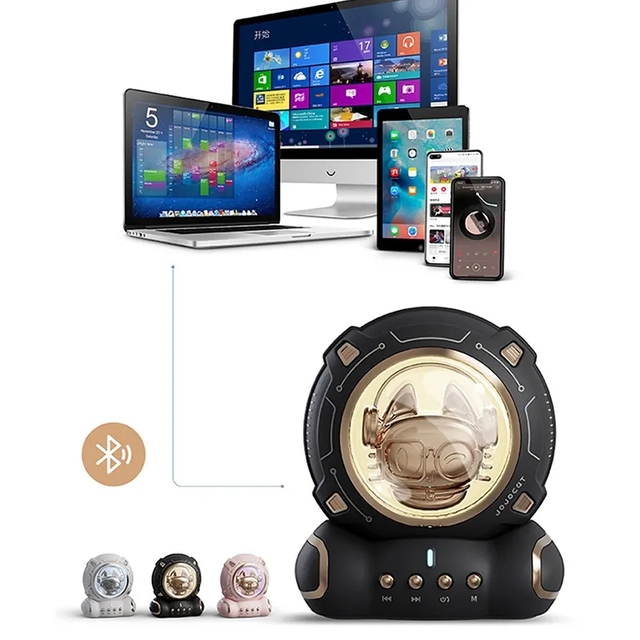 Best Gift Astronaut Cat Wireless BT Speaker Colorful Light Portable Subwoofer Outdoor Desktop TF Card Mode Mini Audio Speaker