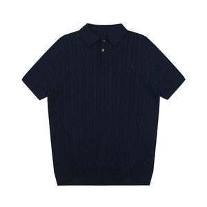 Camiseta de Algodón Transpirable para Hombre, Modelo SS25, Color Sólido para Bordado, Suéter de Punto Trenzado de Manga Corta - Product Image 6