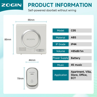 Kits de Timbre Inalámbrico para Puerta, 4 Volúmenes, Funciona con Batería, 45 Melodías, Alcance de 200m, Timbre Inteligente para Casa, Villa, Departamento, Hotel, Oficina