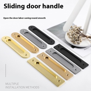 Pintu lemari kabinet dapur pegangan tersembunyi paduan Modern dengan gesper kaca geser anti-benturan tertanam seng untuk ruang tamu - Product Image 2
