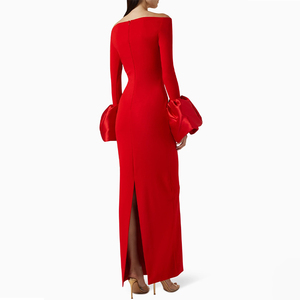 ZYHT 70073 Boutique <span class=keywords><strong>en</strong></span> <span class=keywords><strong>ligne</strong></span> <span class=keywords><strong>Robe</strong></span> élégante à épaules dénudées à manches longues et moulante pour le printemps et l'automne <span class=keywords><strong>en</strong></span> rouge et noir - Product Image 2