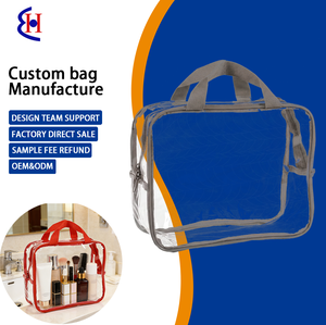 กระเป๋าใส่อุปกรณ์แต่งหน้าแบบใส PVC พร้อมหูหิ้ว พกพาสะดวก สำหรับผลิตภัณฑ์ความงาม ชุดดูแลผิว ชุดเดินทาง สำหรับผู้ขาย - Product Image 1