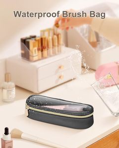 Sac de <span class=keywords><strong>voyage</strong></span> en cuir PU personnalisé avec logo, étui de rangement cosmétique transparent en PVC imperméable avec fermeture éclair <span class=keywords><strong>pour</strong></span> articles de toilette - Product Image 4