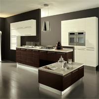 Meubles de cuisine de luxe, style laqué contemporain, solutions de rangement pour villas