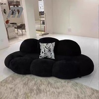 Canapé Nordique Lenuvole Pétale pour Salon, Style Crème, Trois Places, en Tissu, Éponge, Design Nuage Moderne, Multifonctionnel, Solide