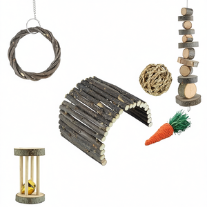 Juguetes de madera para masticar para hámsteres y ratas, para la salud dental, juego manual para animales pequeños - Product Image 1