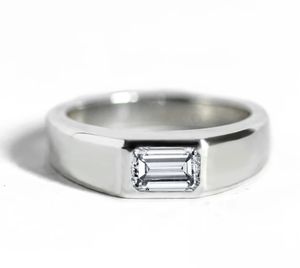 Custom 925 Sterling Silver <strong>Ring</strong> <strong>Men</strong> Emerald-Cut <strong>Moissanite</strong> Signet <strong>Ring</strong> - Product Image 1