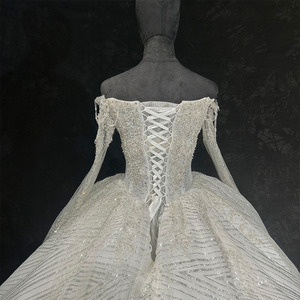 Jancember LSYY012 Lentejuelas de lujo con cuentas Empire Bridal Puffy Vestidos de novia para mujer - Product Image 5