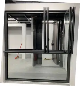 Modern Heat Insulation Aluminium Frameless Folding Foldable Glass Accordion Window Doors