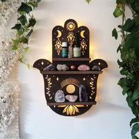 Étagère en bois au design moderne et simple, lampe Luna Moth, étagère en buis, lampe Dieu de la Lune, support de lampe, papillon, rangement à domicile