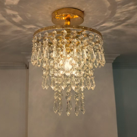 Lustre moderne en cristal K9 rond pour hôtel, luminaire de plafond à montage en surface, effet goutte de pluie, trois couleurs, pour salon