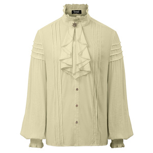Chemise pour homme de style victorien à manches longues, col <span class=keywords><strong>jabot</strong></span>, steampunk, Renaissance, couleur unie, OEM, sur mesure - Product Image 4