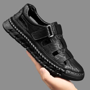 Sandal Kulit Asli Jahitan Tangan Bernapas, Desain Keren untuk Pria, Melindungi Jari Kaki, Cocok untuk Musim Panas, Bisa Custom LOGO - Product Image 6