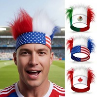 HLC Bandeau de supporter avec perruque motif drapeau national, accessoire capillaire pour la Fête de l'Indépendance et les événements sportifs mondiaux 2026
