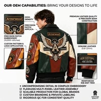 Blouson universitaire homme en cuir pleine fleur, style Hip Hop personnalisé, à col à revers et blocs de couleurs multicolores, avec écussons brodés plats OEM, pour l'automne