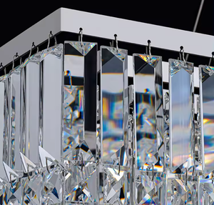 Zeal Lighting Restaurante Colgante Moderno Lujo Rectangular Plata Candelabros de cristal sobre mesa de comedor rectangular - Product Image 6