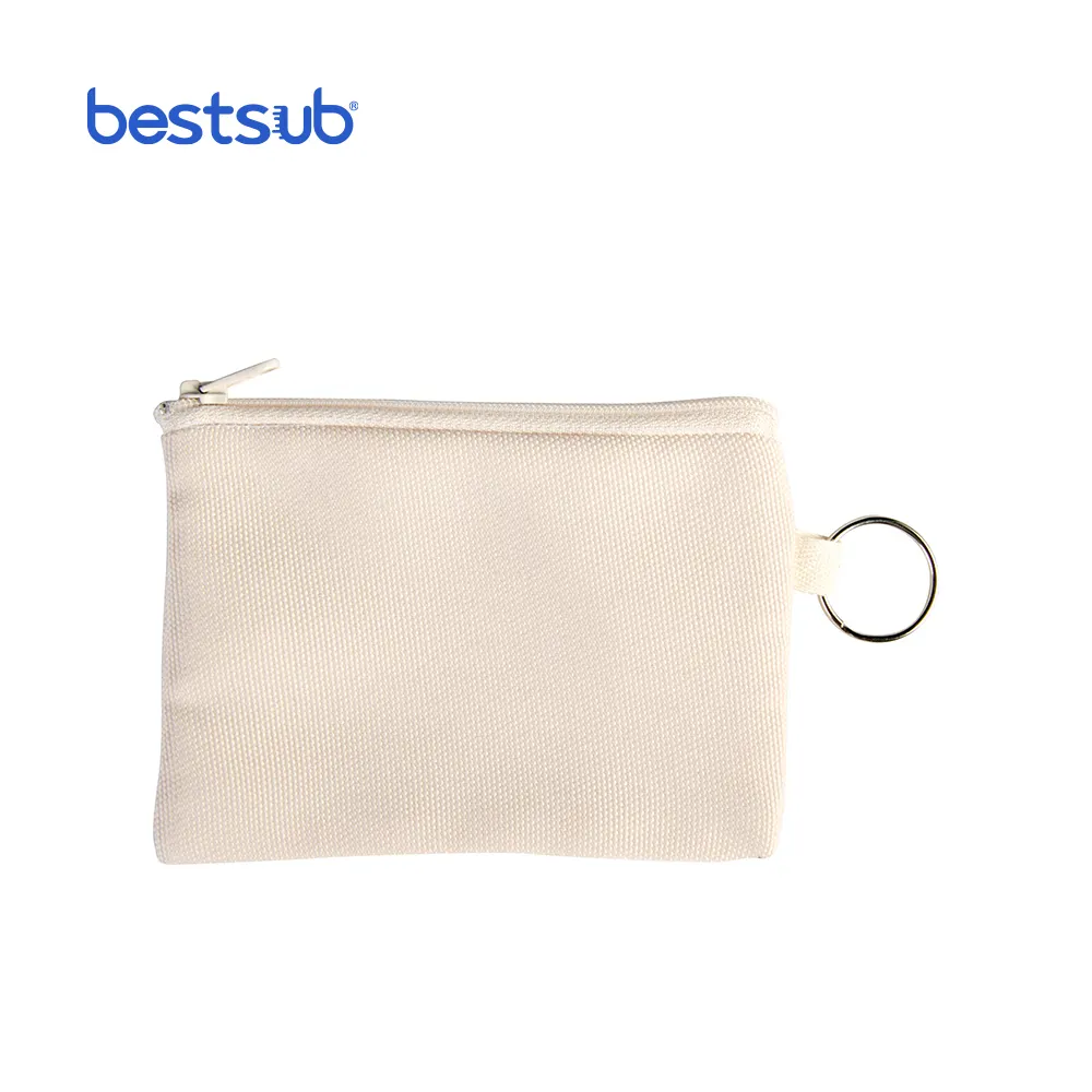 BestSub grosir dipersonalisasi 12.5x8.5cm sublimasi saku kosong dompet koin kecil dengan gantungan kunci