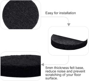 120 pièces de coussinets en feutre autocollants ronds noirs de 5 mm d'épaisseur et de 25 mm de diamètre pour pieds de chaises et meubles - Product Image 2