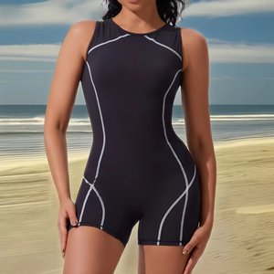 Combinaisons pour femmes Playsuits Combishort Yoga Personnalisé Cuir Grande taille Denim Nouveau Sexy Maille Entraînement Noir Spaghetti Strap Jumpsuit - Product Image 2