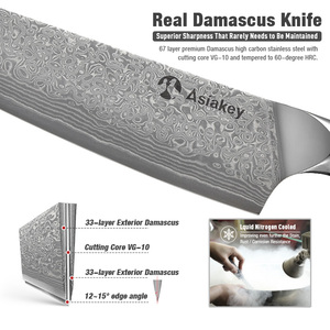 Asiakey Damast Kochmesser 67 couches de couteaux modernes en acier damassé VG10 Core Set 5 Inch Kitchen Chef Utility Fruit Paring Knife - Product Image 2