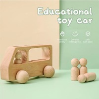 Juego de Juguetes Educativos de Madera con Forma de Hombrecito, 4 Piezas en 1, para Bebés y Niños Pequeños, para Agarrar, Agitar las Manos y Empujar Carritos