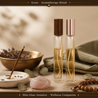 Flacon de parfum en verre fin 10ml 15ml, atomiseur vide, flacon de voyage, bouchon doré, bouchon en bois, logo personnalisé