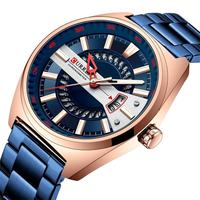 Reloj Deportivo de Cuarzo para Hombre, Estilo Cronómetro, Esfera con Detalles de Engranajes, Visualización de Fecha, Correa de Acero Inoxidable, Resistente al Agua, Reloj de Pulsera Moderno