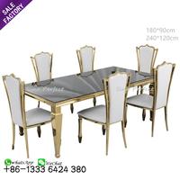 Vente chaude Banquet Evets Mariage En Acier Inoxydable Rectangle De Luxe Table À Manger Et Chaises Pour La Fête De Mariage