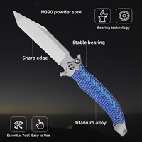 Couteau pliant d'extérieur durable HL, lame en acier M390 avec manche en titane, conçu pour une utilisation tactique et des conditions extrêmes