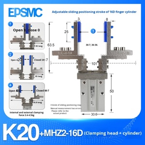 Adjustable Metal MHZ2-16/20D Widened Gripper Bracket Mechanical Finger Cylinder Chuck <b>Parallel</b> Fixture Accessories Fittings - Product Image 3