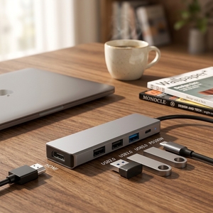 Hub USB Type C 5 in 1 con Docking Station Multiporta <span class=keywords><strong>4K</strong></span>, USB3.0, PD 100W, in Lega di Alluminio, Disponibile - Product Image 1