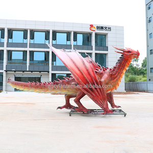 Dragon animatronique géant en métal étanche, réaliste, qui respire du fumée, sculpture intérieure/extérieure pour centre commercial à thème - Product Image 4