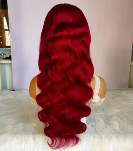 Nueva <span class=keywords><strong>Peluca</strong></span> de Cabello Humano con Frente de Encaje sin Pegamento, Color Rojizo Ondulado, Precio Bajo, Venta al por Mayor - Product Image 1