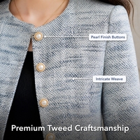 Costume de jupe en tweed pour femmes de haute qualité, tenue de bureau sophistiquée en 2 pièces pour femmes