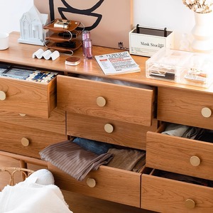 Nordic Cherry Wood Nine Drawer <b>Chest</b> Solid Wood Dresser <b>Storage</b> Cabinet For Bedroom Home Use - Product Image 2