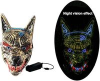 Masque de loup en PVC lumineux à LED pour Halloween, costume pour hommes et femmes, accessoires de fête cosplay