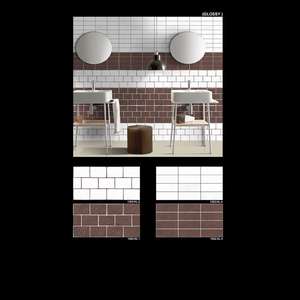 Azulejos de pared esmaltados para baño con diseño de ladrillo en color naranja y blanco de 30x60cm - Product Image 1