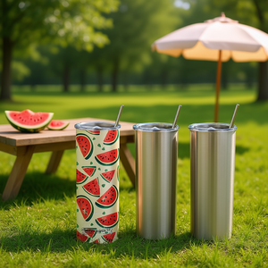 Vasos de sublimación de 20 oz, rectos y delgados, de acero inoxidable con aislamiento al vacío, con tapa y pajita, en caja de regalo individual, paquete a granel. - Product Image 2