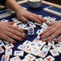 Tuiles de Mahjong en Acrylique à Quatre Couches, Style Moderne, Fantaisie, Patriotiques Américaines, avec Drapeau Américain, Vente en Gros