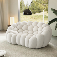 Ensemble de canapés sectionnels modernes en velours RH avec design à bulles gris clair pour salon et appartement