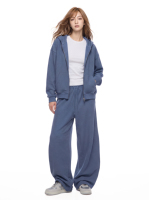 Sweat à capuche zippé pour homme en mélange de coton, tricot gaufré, coupe ample, épaules tombantes, couleur unie, style décontracté, OEM, marque privée, logo personnalisé, vente en gros