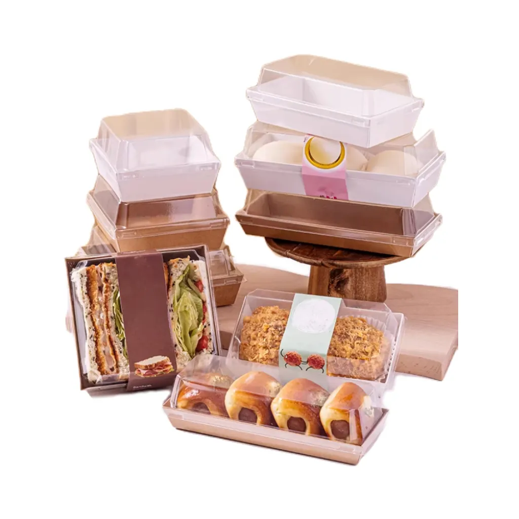 Cajas de papel para repostería blanca, caja transparente para galletas y pasteles con tapa de ventana, caja de papel para sándwich