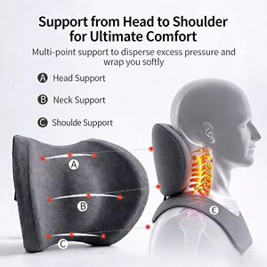Ensemble de soutien lombaire et cervical ergonomique en mousse à mémoire de forme respirante pour voiture, antidérapant, pour soulager les maux de dos - Product Image 5
