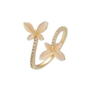 MyMuyu Cat's Eye Stone Double Butterfly <b>Open</b> <b>Ring</b> Adjustable Index Finger Jewelry Gift - Product Image 5