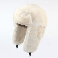 Gorros de piel OEM al por mayor personalizados: gorro de trapper, gorro ruso de soldado con orejeras, gorro de esquí de invierno, ushanka, gorros de piel estilo bomber