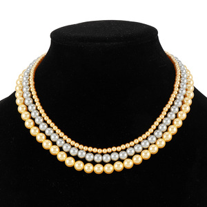 เครื่องประดับแฟชั่นชุบทองแท้ขายส่งลูกปัดแก้วสร้อยคอมุกชุดของขวัญวันครบรอบ - Product Image 1