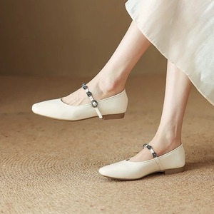 Single shoe women's spring 2026 new style bold rose red French <b>flat</b> Mary Jane sandals - Product Image 2