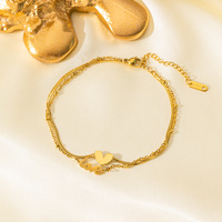 Chaîne de cheville bohème transfrontalière plaquée or titane pour femme, style sophistiqué, avec motif 'Argent des Cinq Empereurs' qui ne se détache pas