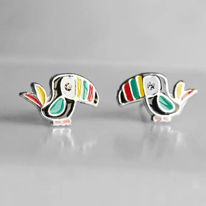 Orecchini a perno a forma di pappagallo da donna, graziosi accessori per l'orecchio a forma di uccello per uso quotidiano - Product Image 2