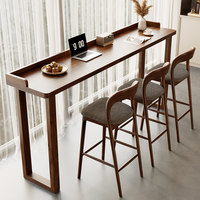 Table de bar rectangulaire commerciale en bois massif couleur noyer, idéale pour balcon, longue table étroite pour café, combinaison table haute et chaises